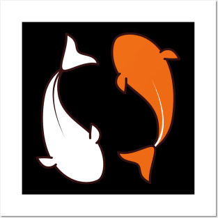 Koi Fish Ying & Yang Minimalist Design Posters and Art